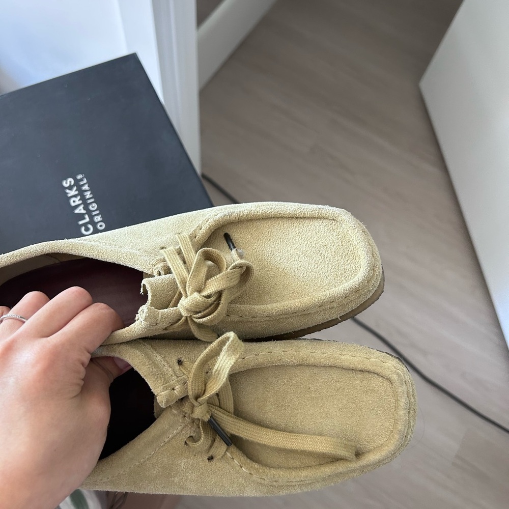 Clarks Tan Flats with Suede Finish